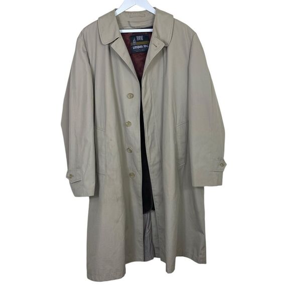 London Fog Towne 46R Khaki trench coat w/ removable fleece lining - Picture 1 of 9